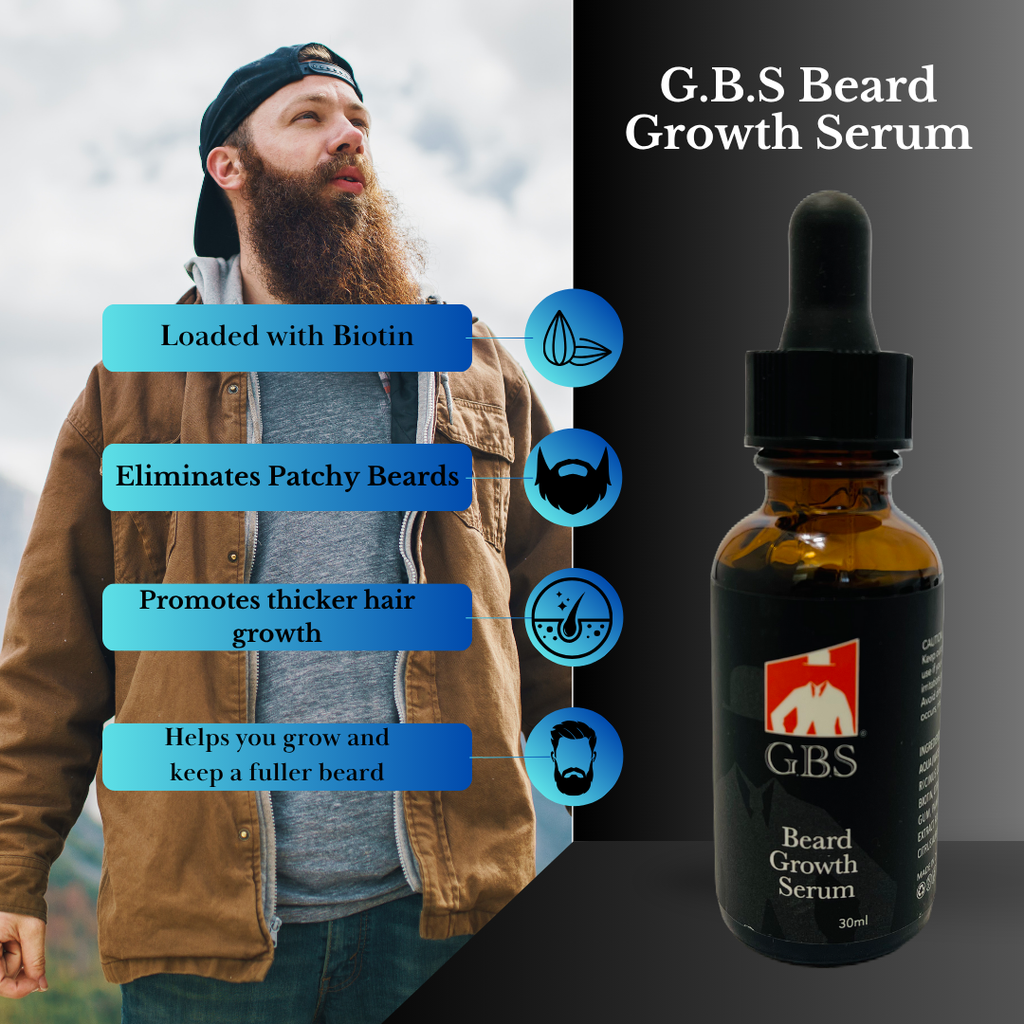 Men's Beard Natural Hair Growth Serum with Biotin 1 oz