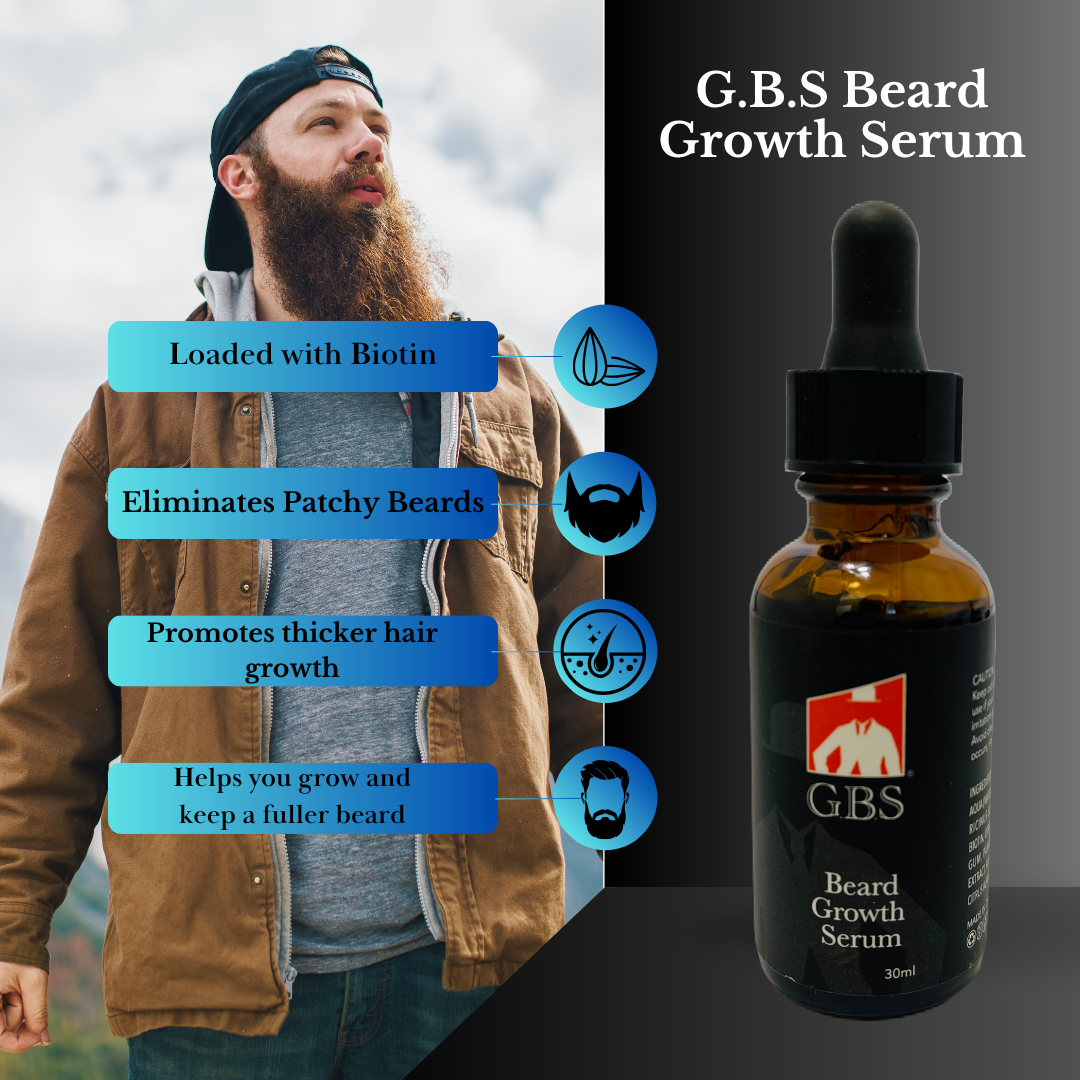 Men's Beard Natural Hair Growth Serum with Biotin 1 oz